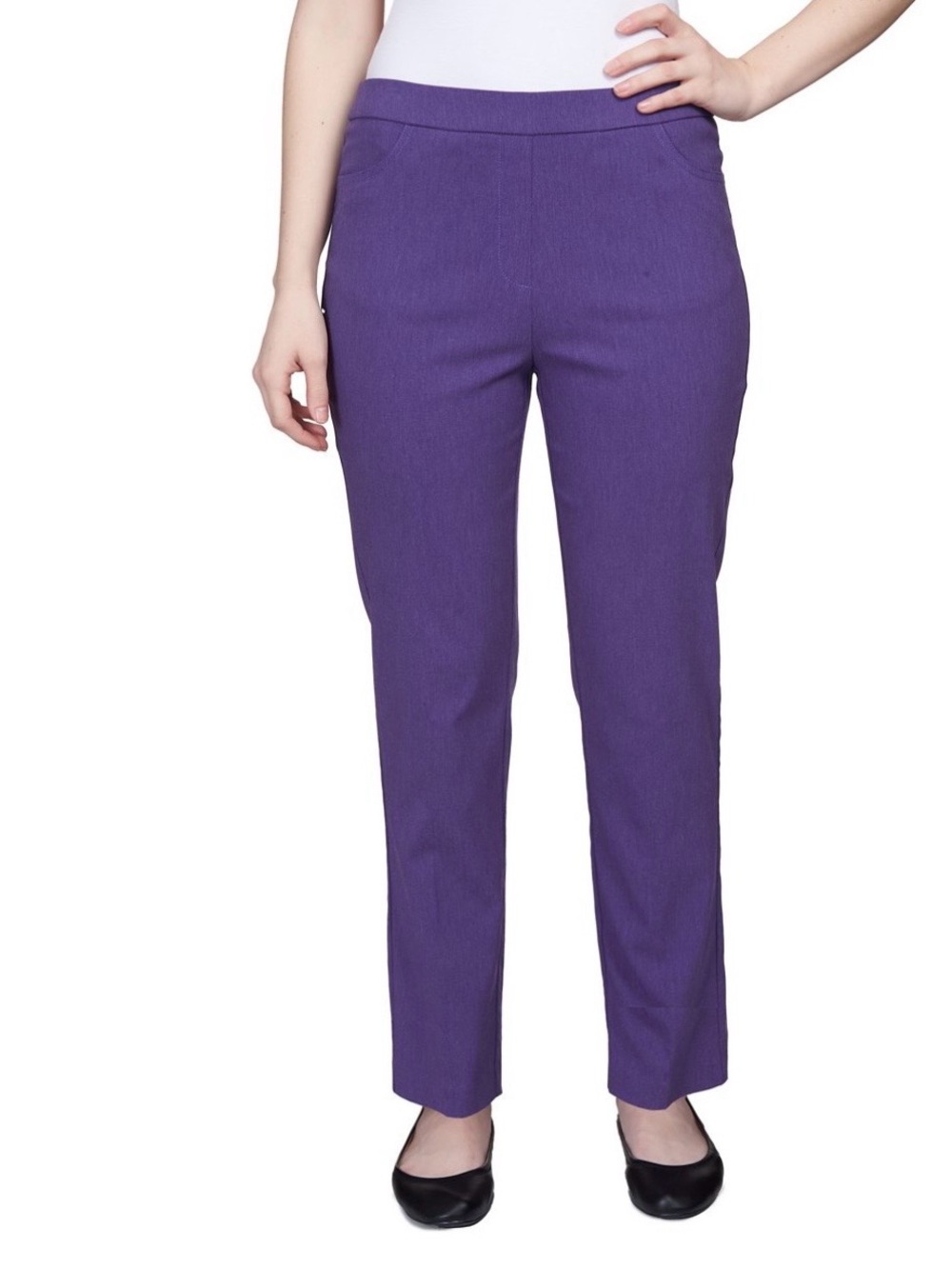 Alfred Dunner Purple Flat front pants 12 petite